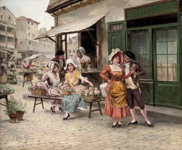 花市場での密会 スペイン ブルボン王朝 マリアノ・アロンソ・ペレス Oil Paintings
